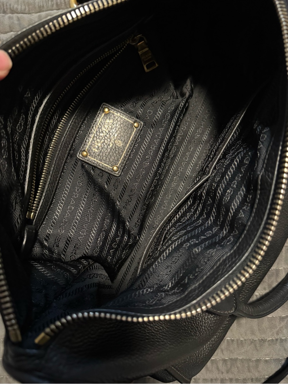 Prada Black Leather Shoulder Bag with Gold Hardware - Picture 3 of 12